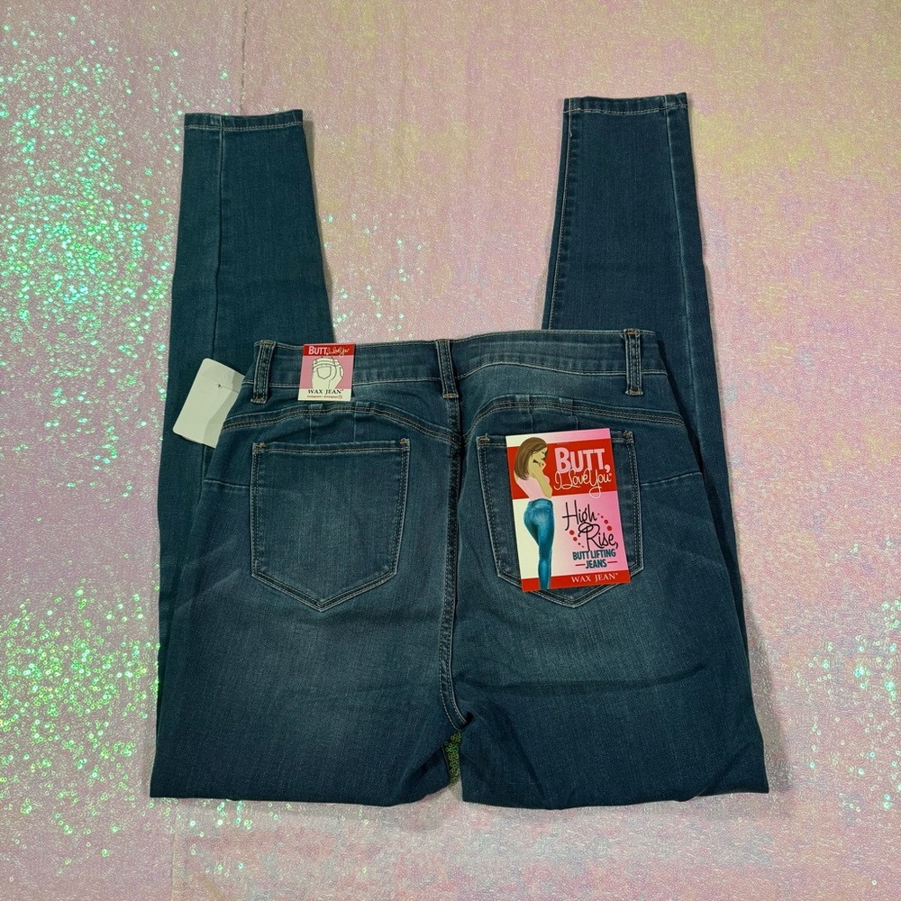 medium blue high-rise butt-lifting skinny jeans - Picture 4 of 7